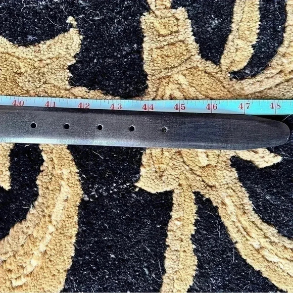 Men’s Genuine Black Leather Belt Silver Buckle Size: 40 - Picture 10 of 11